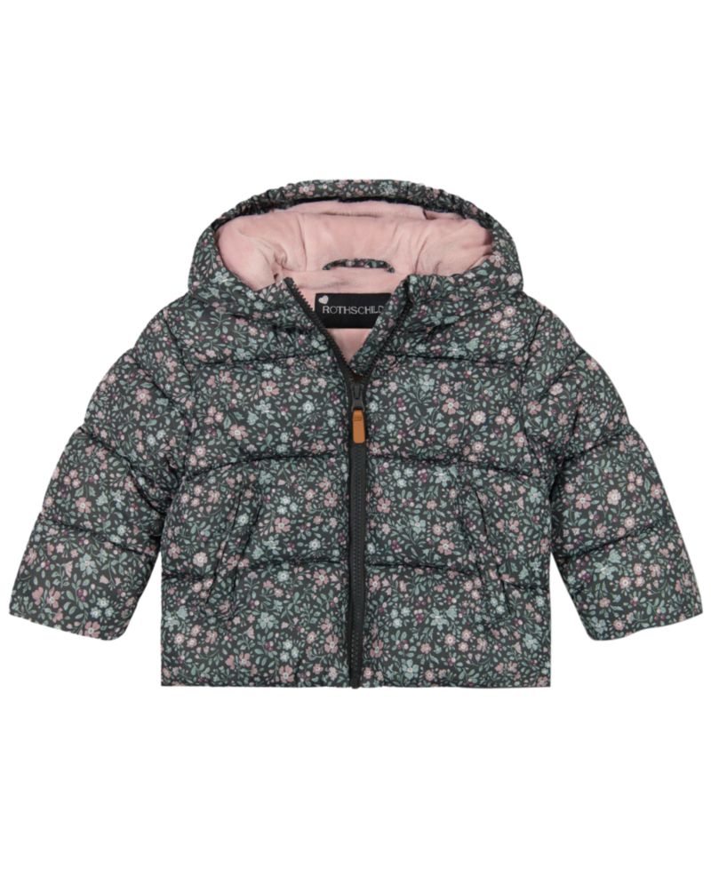 Baby Girls' Floral-Print Puffer Jacket, Ski Bib and Headband, 3-Piece Set