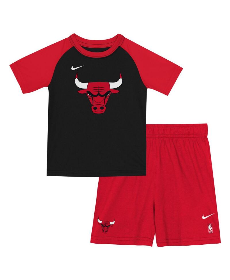 Big Boys and Girls 2-Piece Red/Black Chicago Bulls Practice T-Shirt and Shorts Set