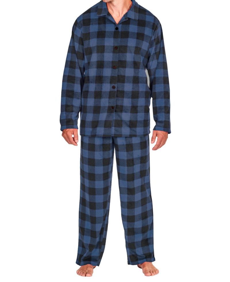 Men's Notch Collar Fleece Pajama Set