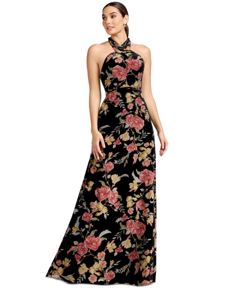 Women's Halter Column Floral Dress