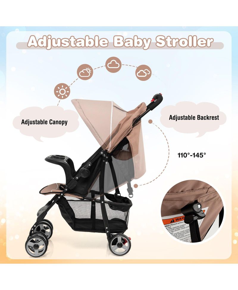 Foldable Lightweight Baby Stroller Kids Travel Pushchair 5-Point