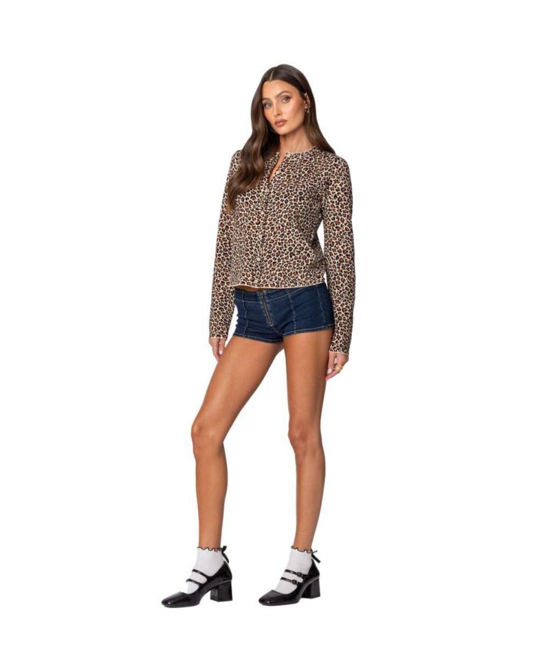 Women's Leopard Printed Knit Cardigan