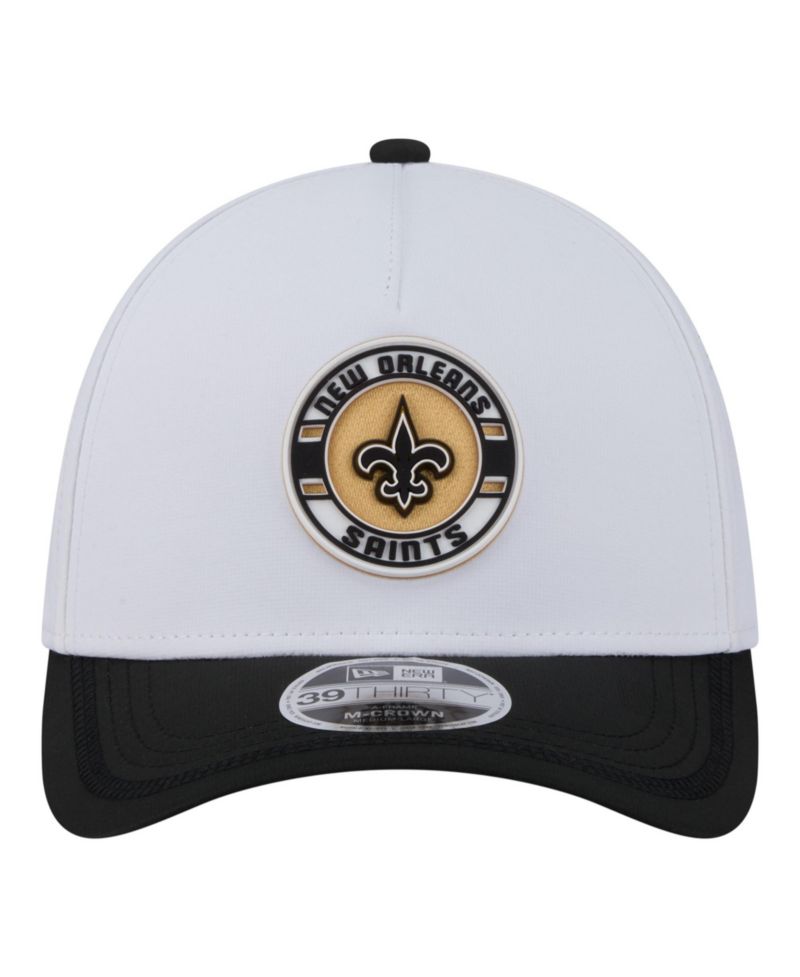 Men's White/Black New Orleans Saints Patch 39THIRTY A-Frame M-Crown Perforated Flex Hat