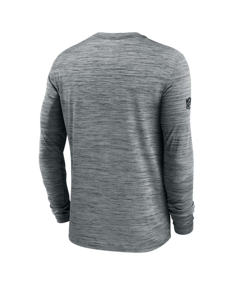 Men's Gray Las Vegas Raiders Sideline Velocity Performance Long Sleeve T-Shirt