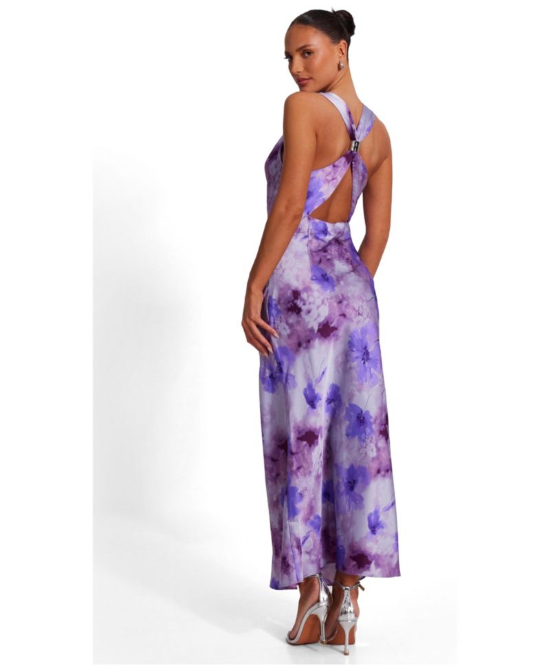 Women's Satin Cowl Neck Midaxi Dress