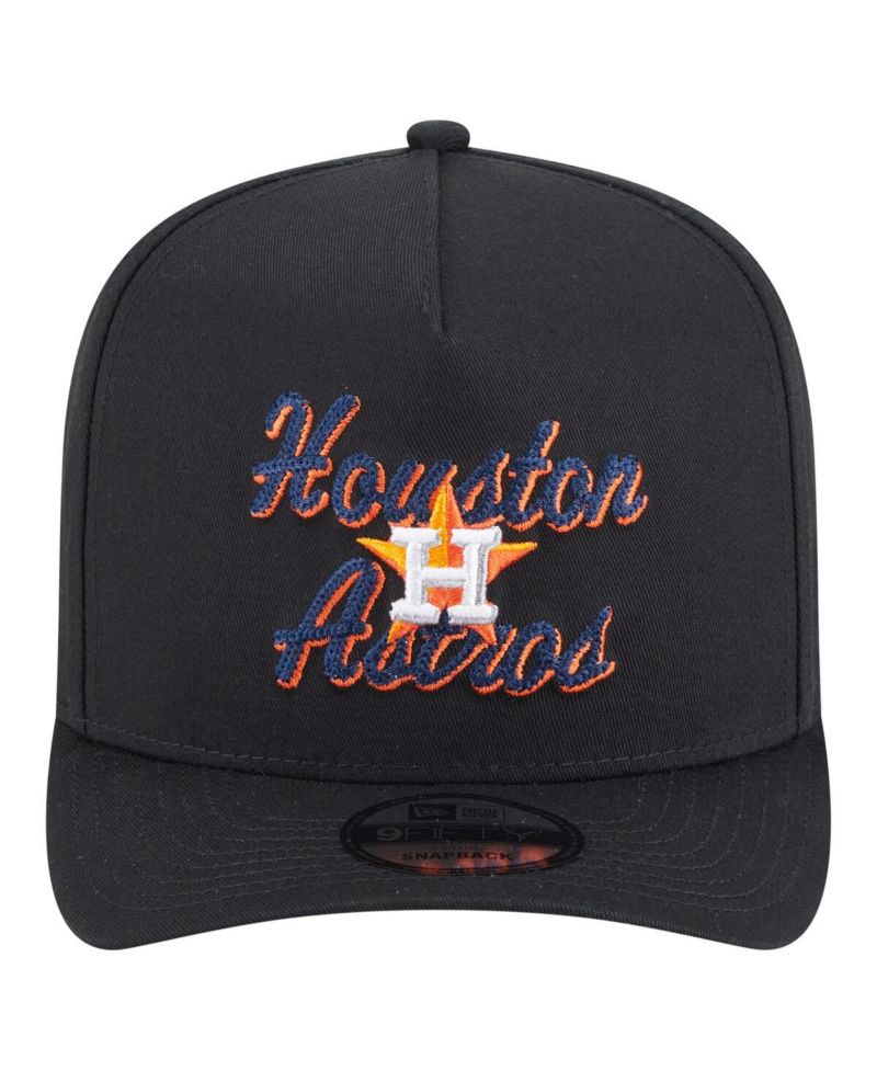 Men's Black Houston Astros Chainstitch 9FIFTY A-Frame Snapback Hat