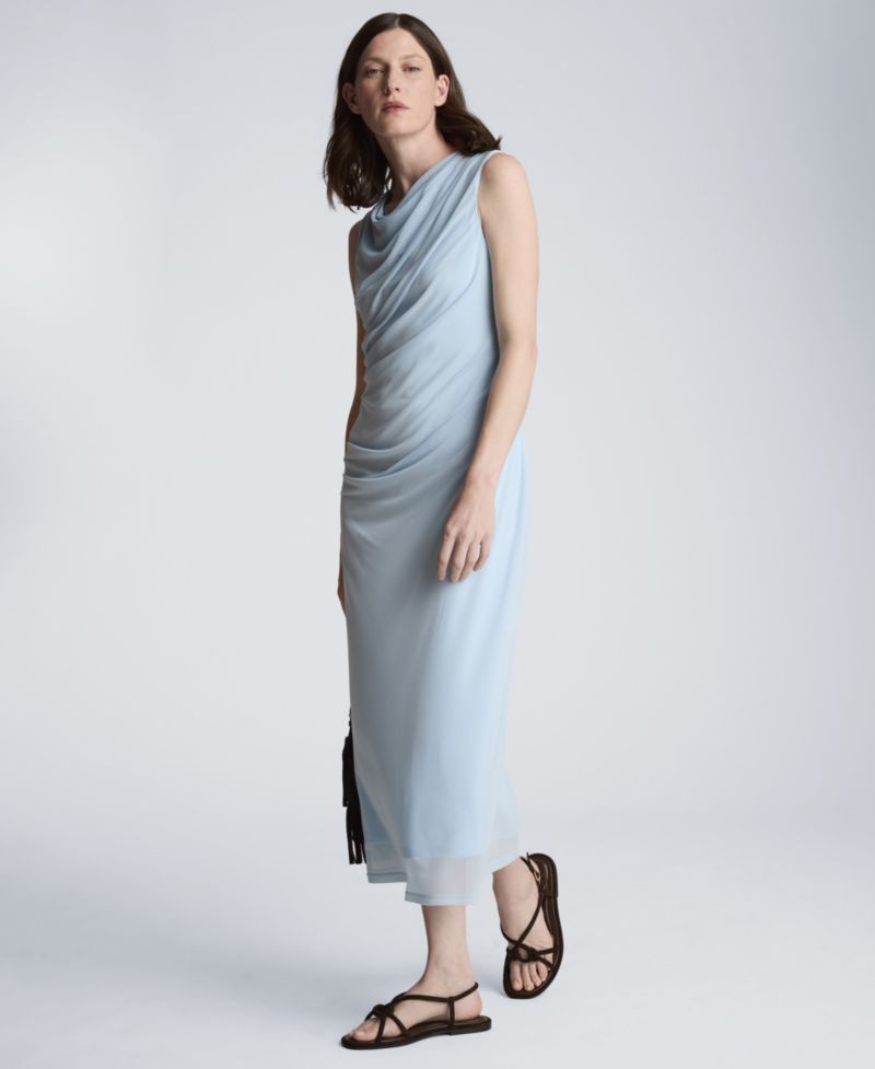 Women's Draped Detailed Modern Midi Dress