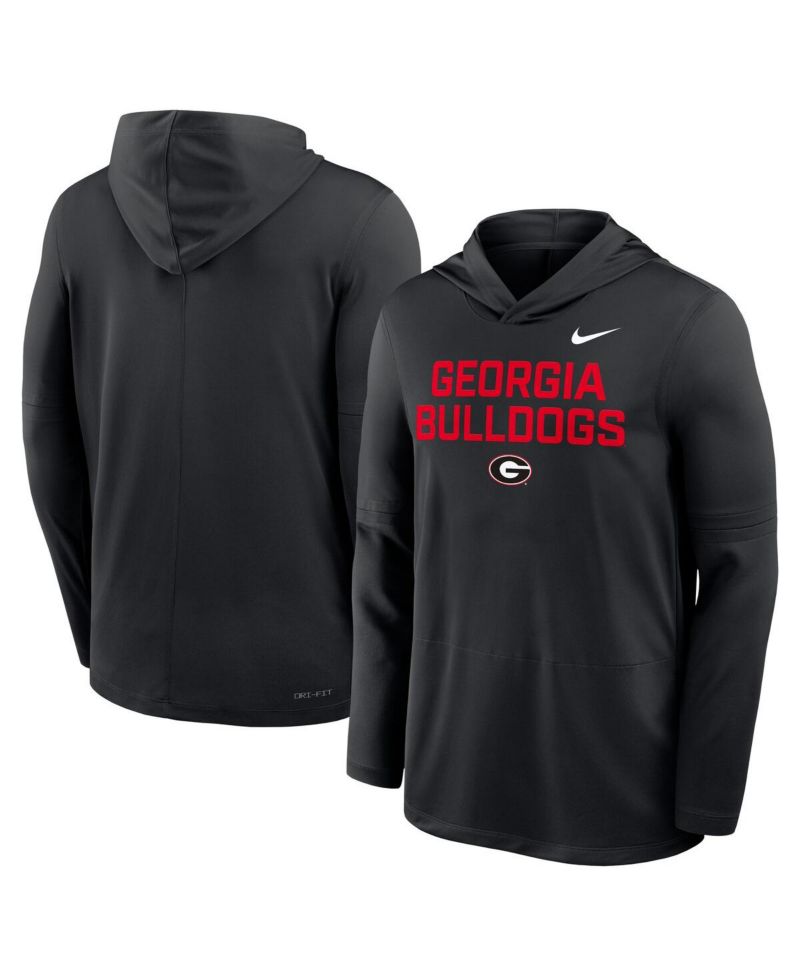 Men's Black Georgia Bulldogs 2025 Sideline Performance Long Sleeve Hoodie T-Shirt