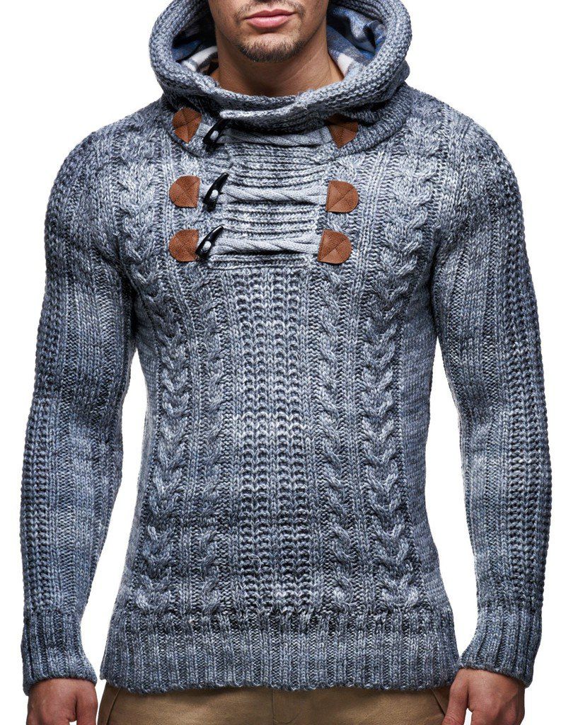Men s Knitted Pullover | Long-sleeved slim fit hoodie | Basic winter hoodie-sweater for Men