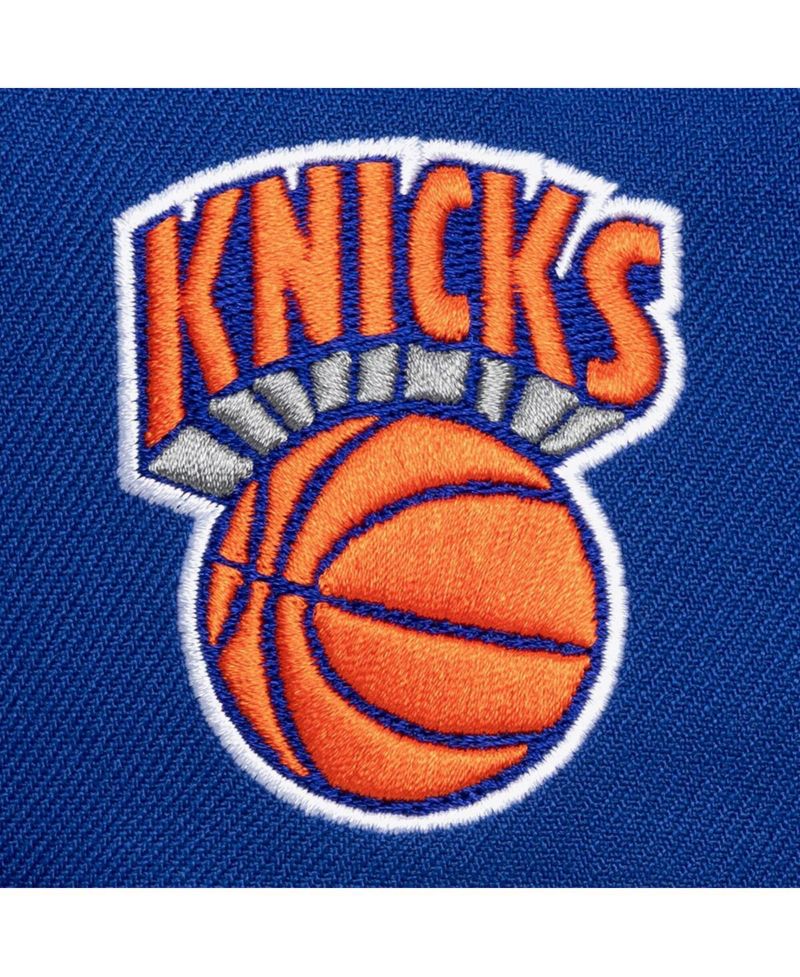 Men's Blue New York Knicks Hardwood Classics Old School Stacked Text Snapback Hat