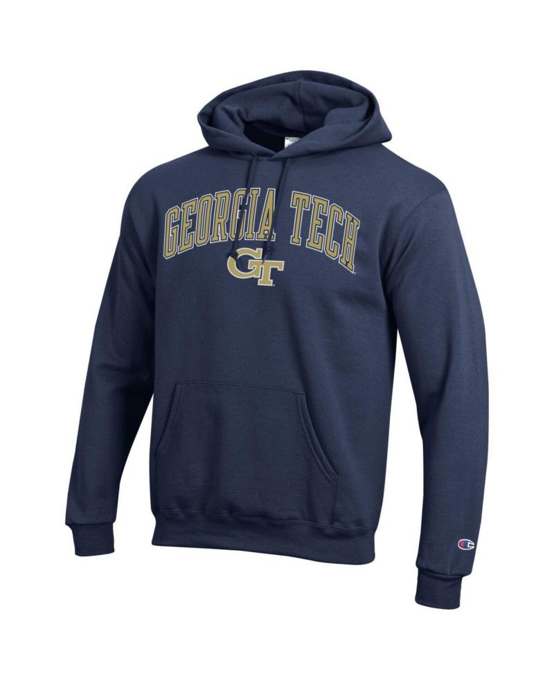 Men's Navy Georgia Tech Yellow Jackets Arch Over Logo Pullover Hoodie