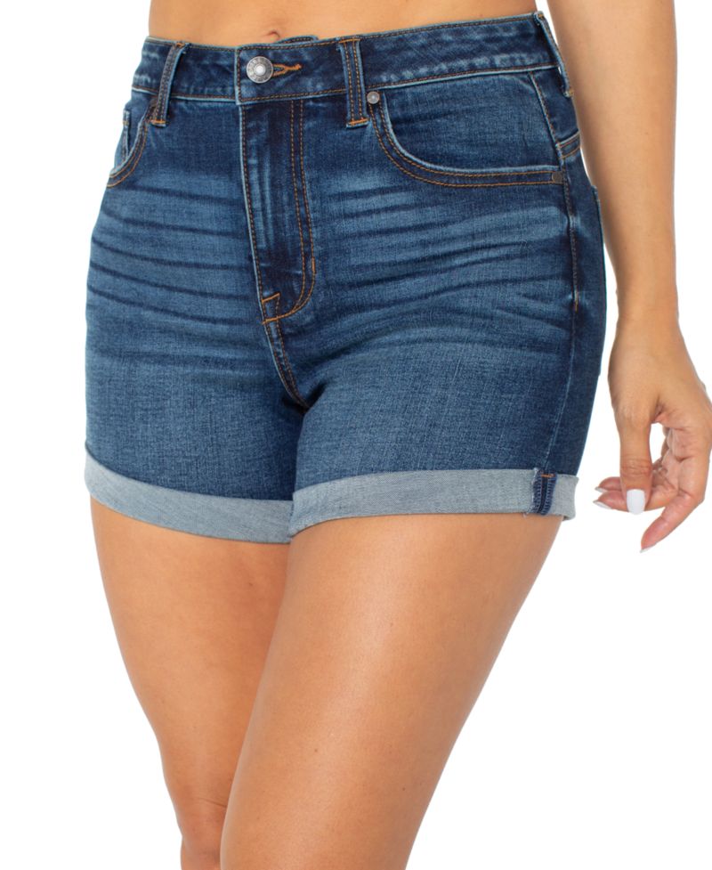Juniors' 4" High-Rise Curvy Denim Shorts