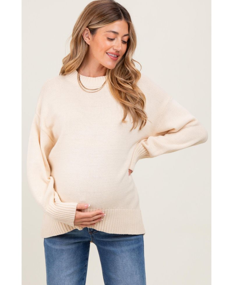Women's Cream Drop Shoulder Oversized Sweater