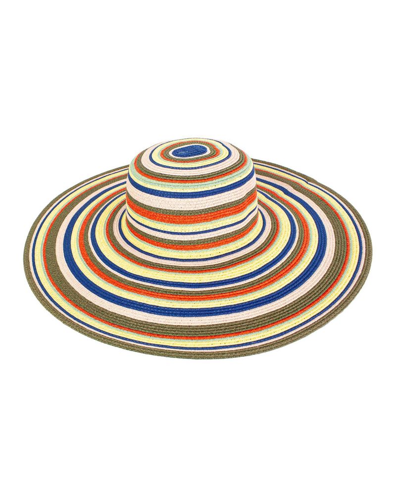 Drew Extra Wide Brim Striped Hat