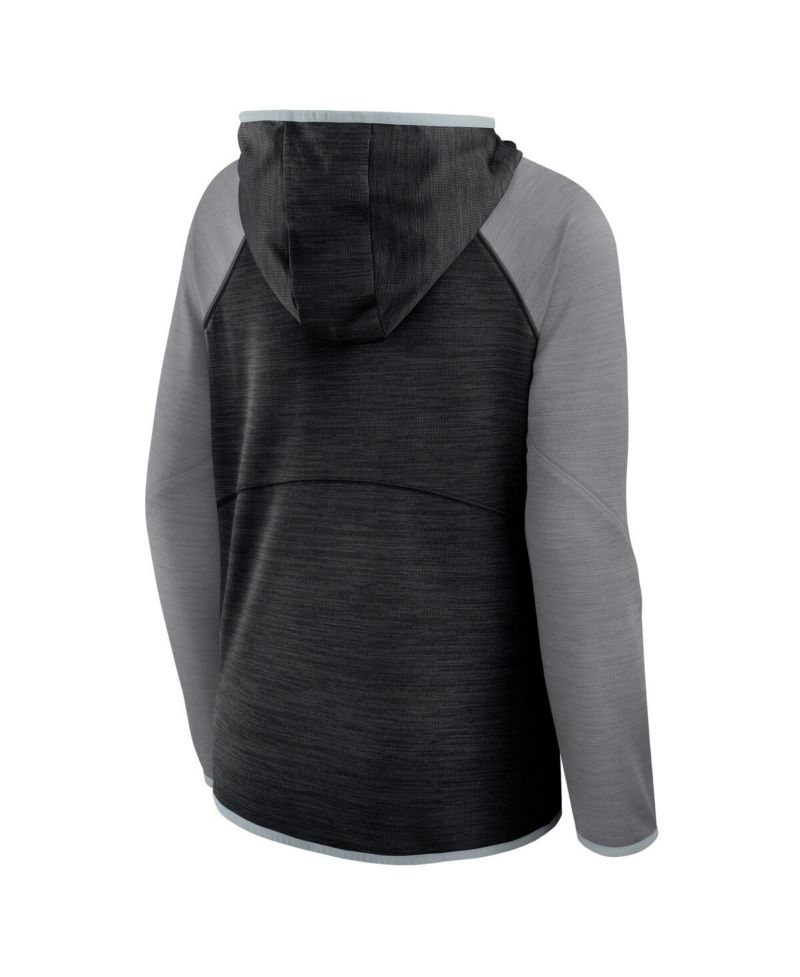Women's Black/Gray Las Vegas Raiders Redzone End Around Pass Raglan Full-Zip Hoodie