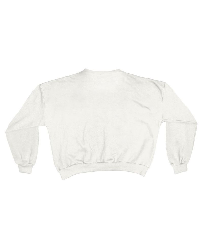 Women's White Nebraska Huskers Oversized Janice Retro Waist-Length Sweatshirt