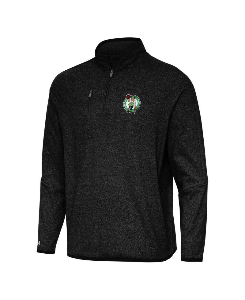 Men's Heather Black Boston Celtics Certain Quarter-Zip Tri-Blend Sweatshirt