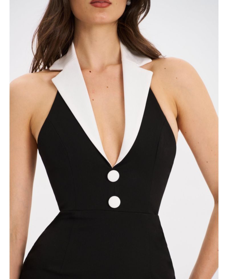 Women's Raelyn Black and White Business Casual Maxi Dress