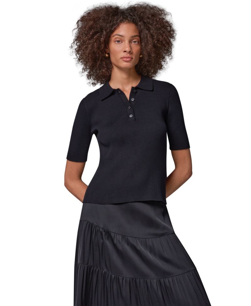 Women's Elbow-Sleeve Ribbed Button-Front Sweater