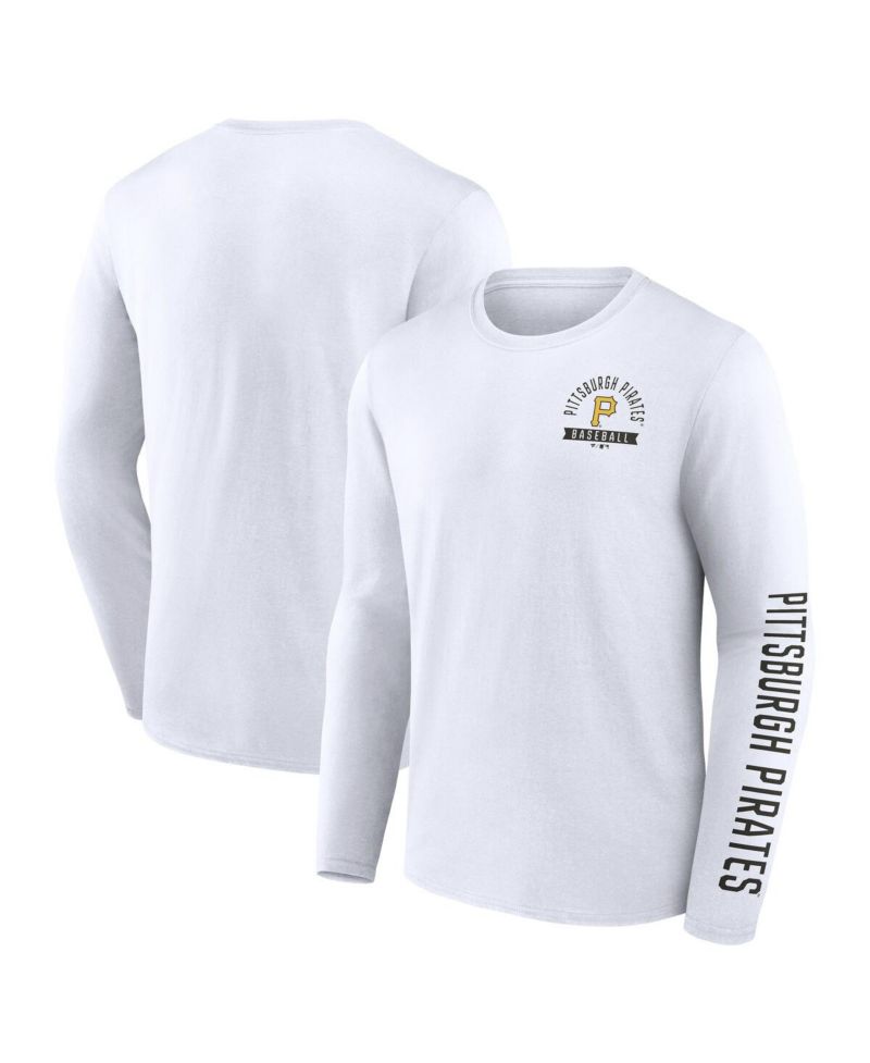 Men's White Pittsburgh Pirates Press Box Long Sleeve T-Shirt