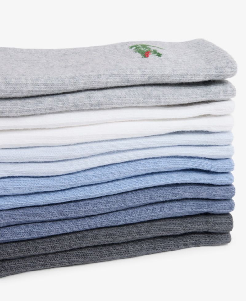 Men's Ribbed Cotton-Blend Crew Socks, 6-Pack