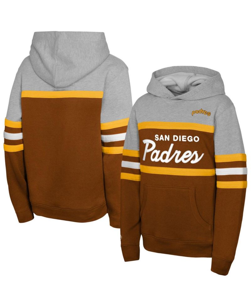 Big Boys and Girls Brown/Grey San Diego Padres Cooperstown Head Coach Pullover Hoodie