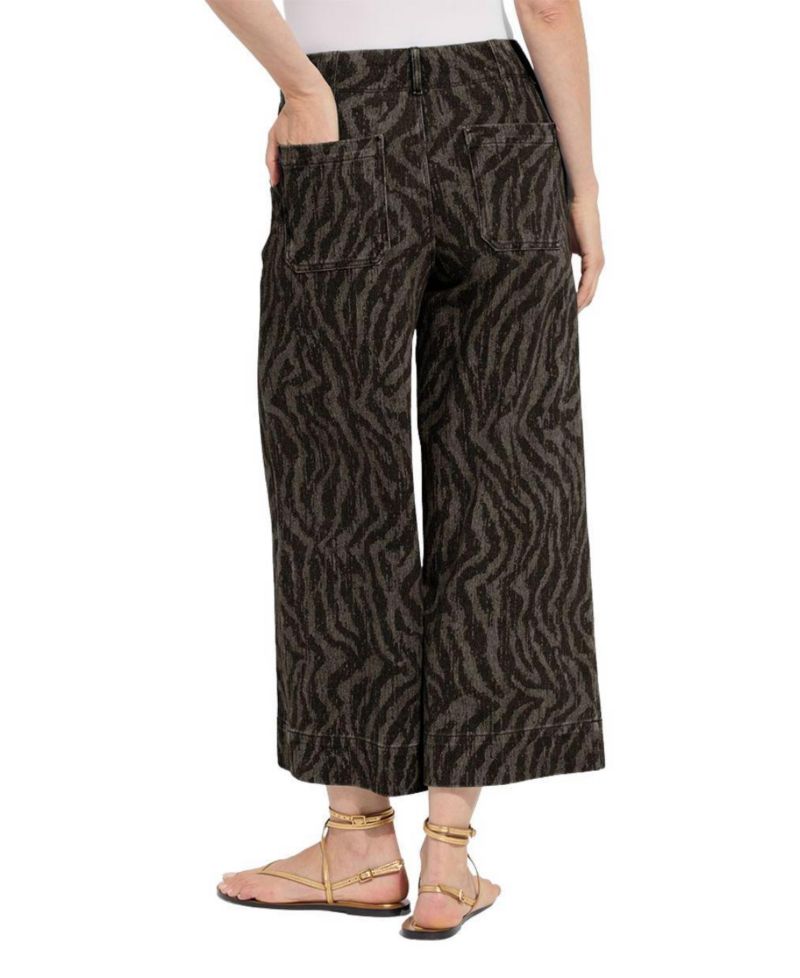 Women's Leo Palazzo High-Rise Wide-Leg Animal-Print Denim, 25" Inseam