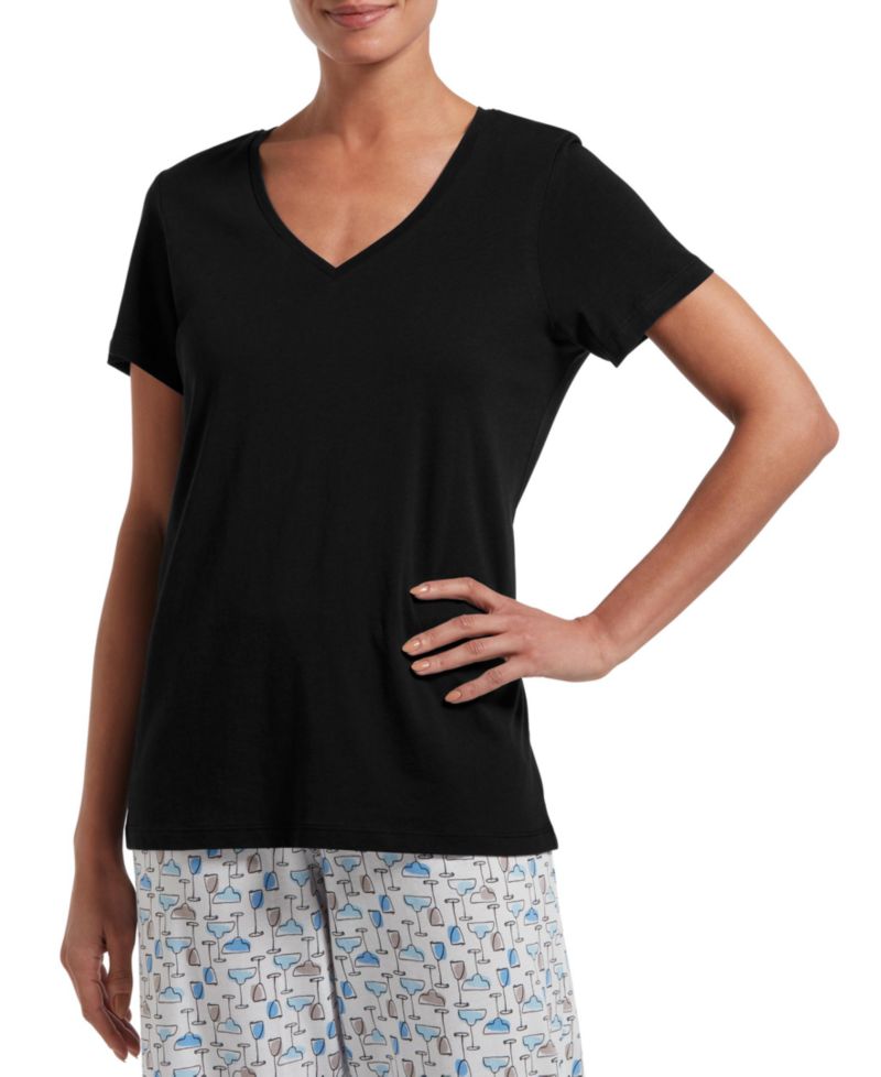Women's Sleepwell Solid S/S V-Neck T-Shirt with Temperature Regulating Technology