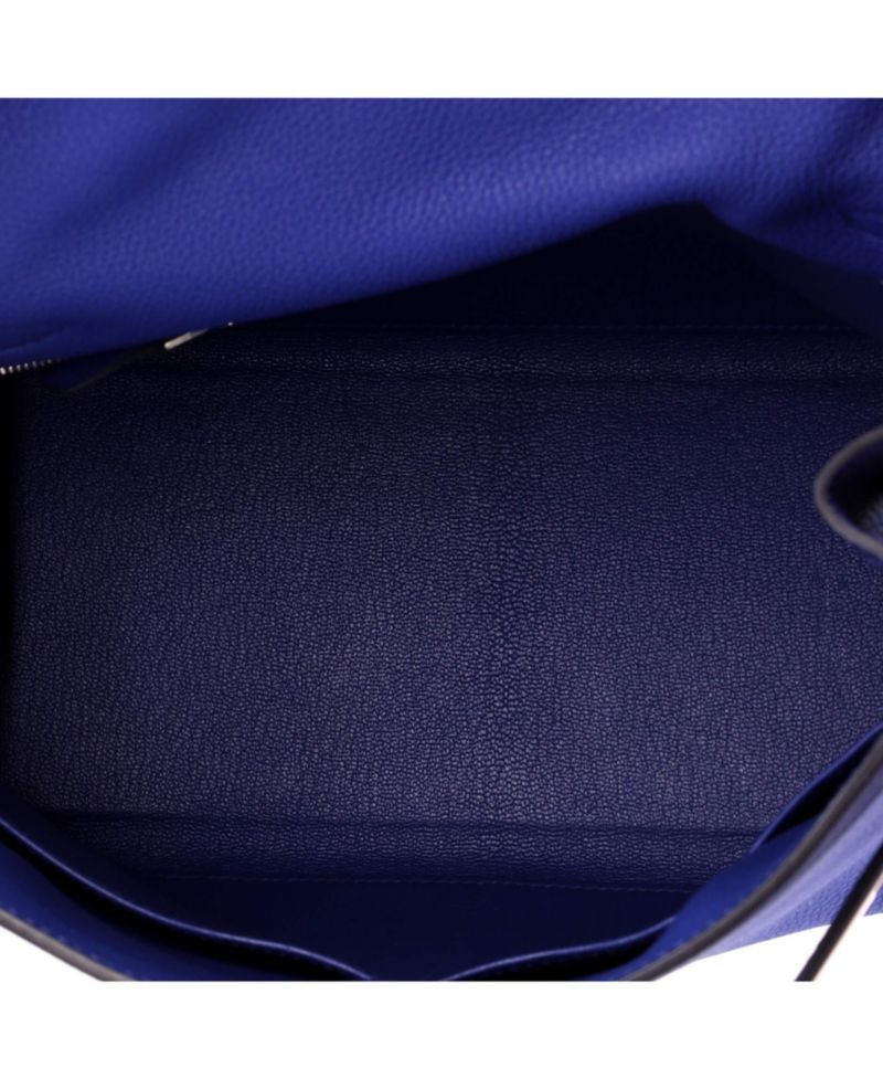 Pre-Owned Hermes Kelly 28 Handbag Blue Togo with Palladium Hardware