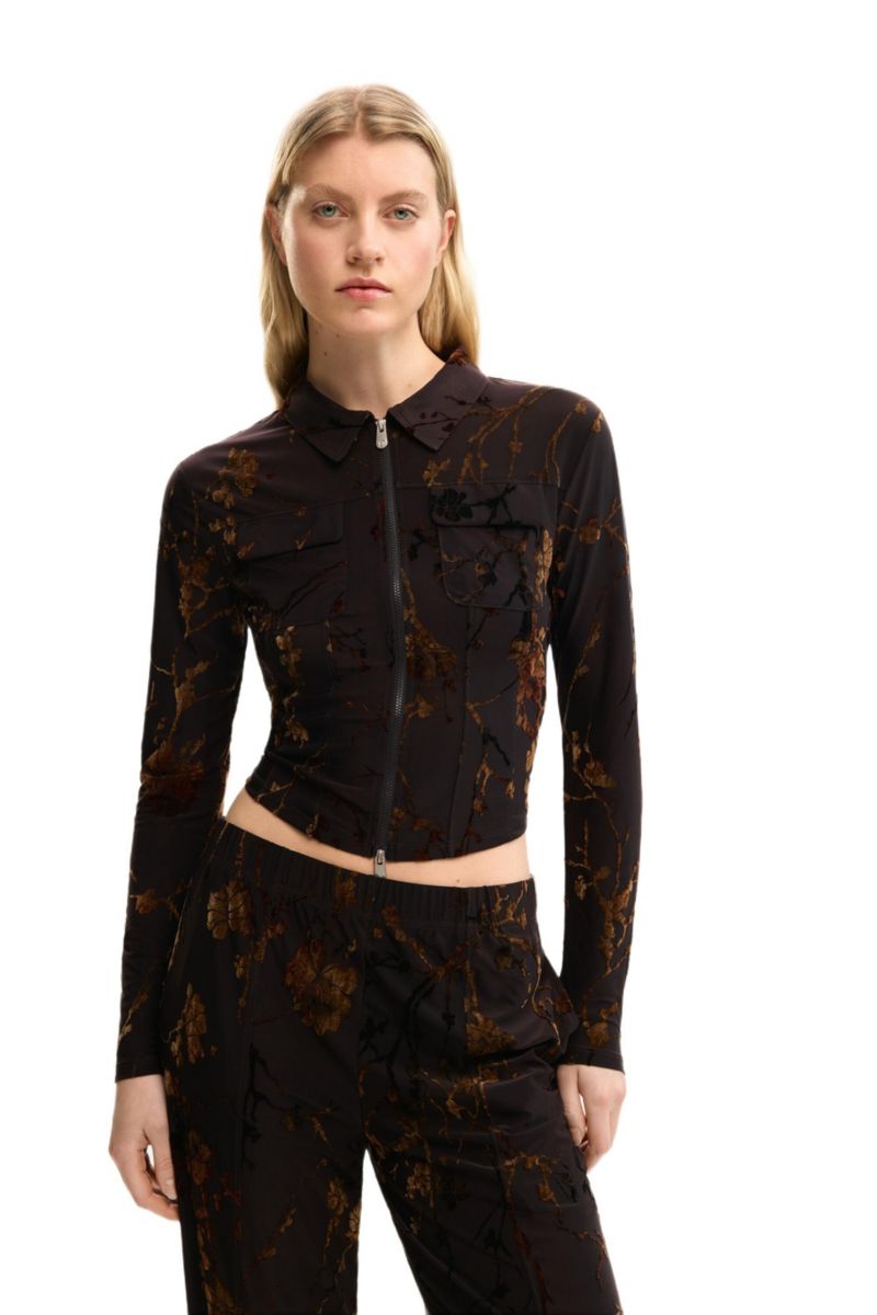 Women's Flocked zipper shirt