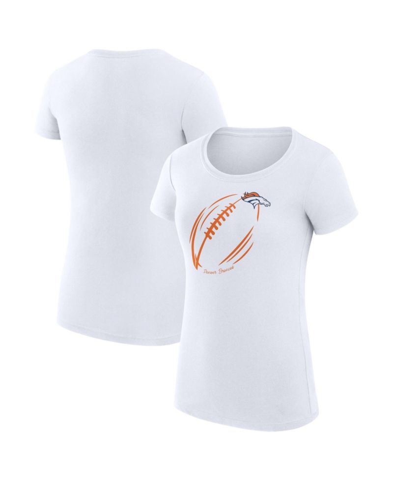 Women's White Denver Broncos Super-Slim Fit Lightweight Subtle Football T-Shirt