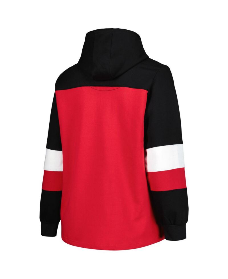 Women's Crimson Oklahoma Sooners Plus Size Color-Block Pullover Hoodie