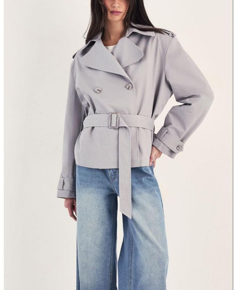 Women's Double Breasted Short Trench Coat