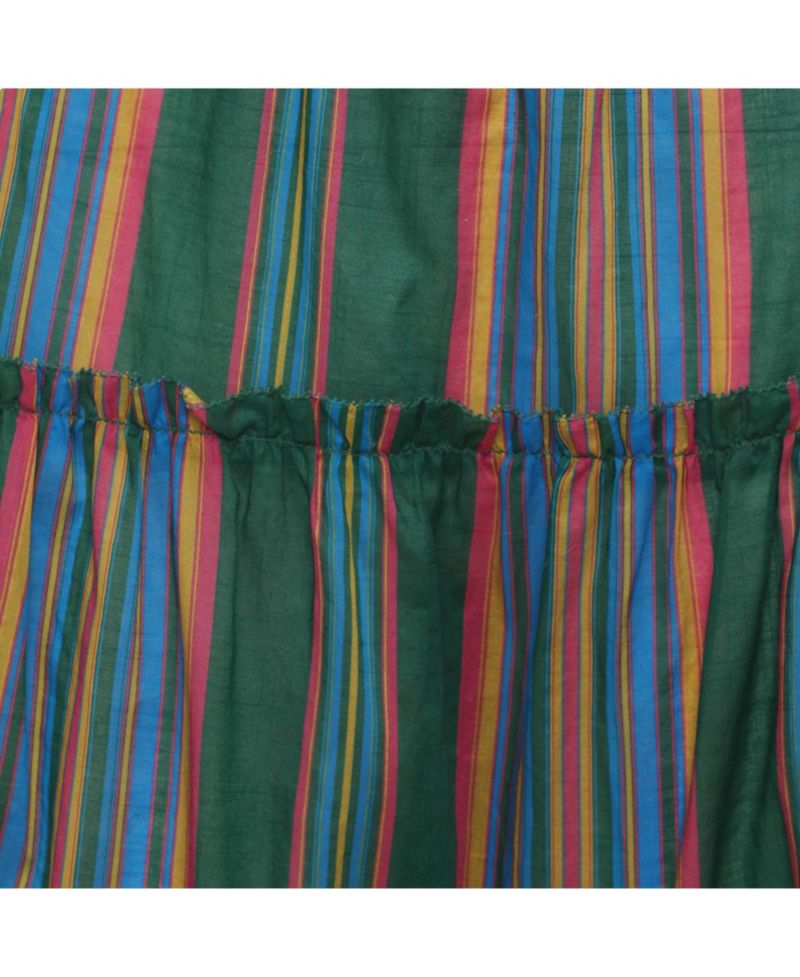 Women's Stripe Cotton Ruffled Maxi Skirt