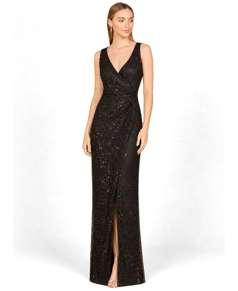 Women's Beaded Gown with Slit