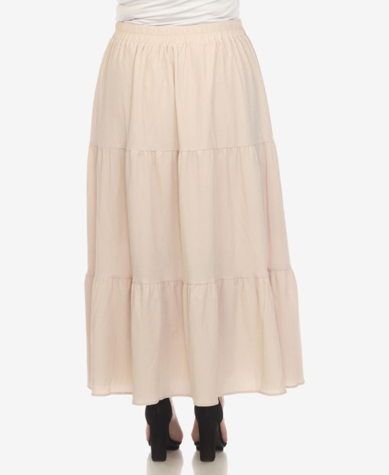 Plus Size Pleated Tiered Maxi Skirt