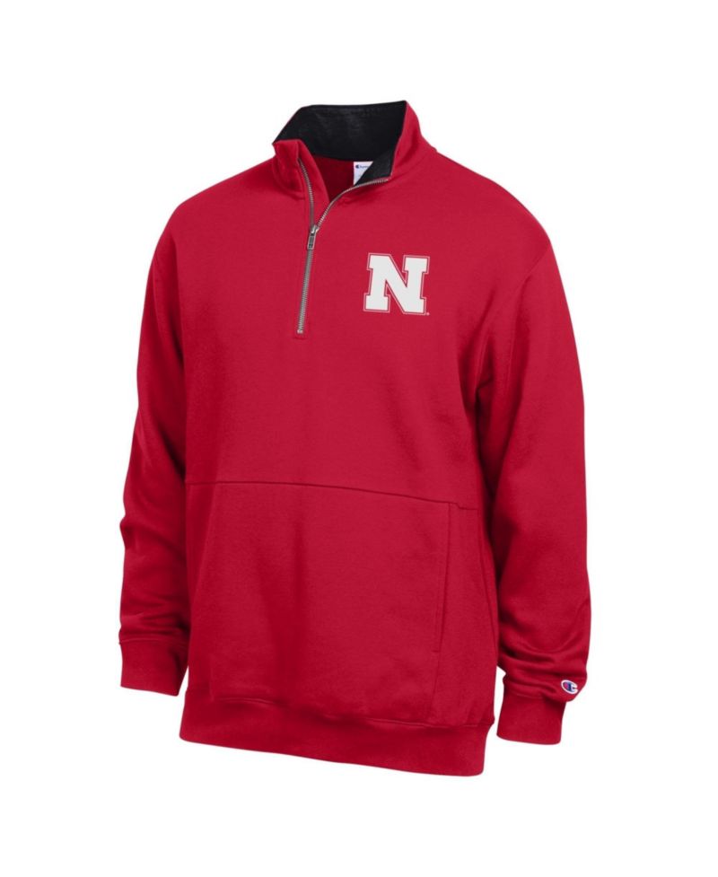 Men's Scarlet Nebraska Huskers Fleece Quarter-Zip Pullover
