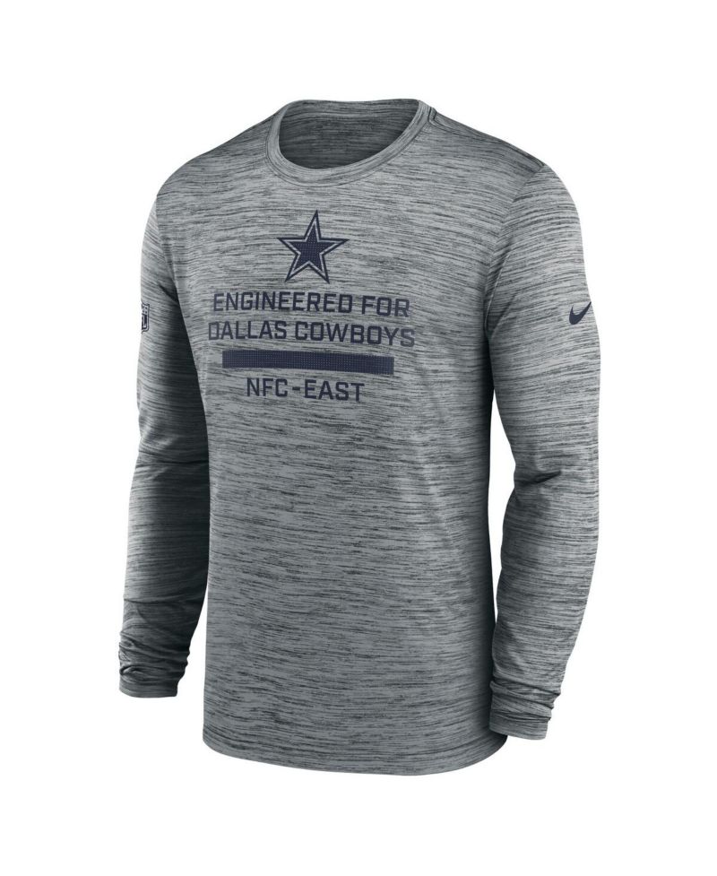Men's Gray Dallas Cowboys Sideline Velocity Performance Long Sleeve T-Shirt