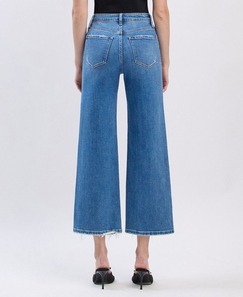 Women's High Rise Crop Wide Leg Jeans