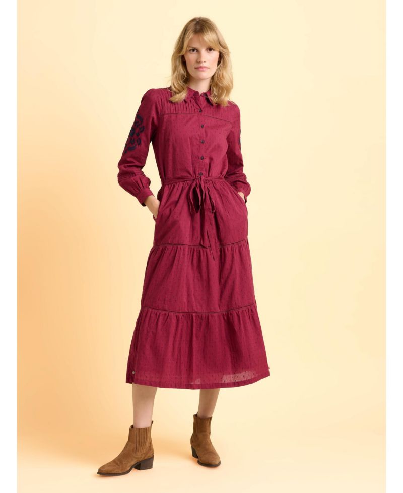Women's Embers Long Sleeve Tie Waist Midi Dress