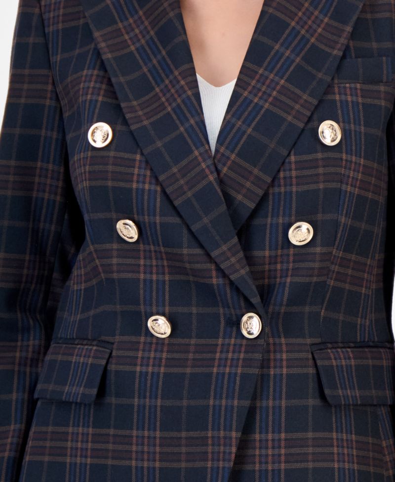 Women's Double-Breasted Plaid Blazer