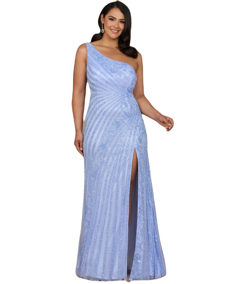 Women's One shoulder beaded gown with slit
