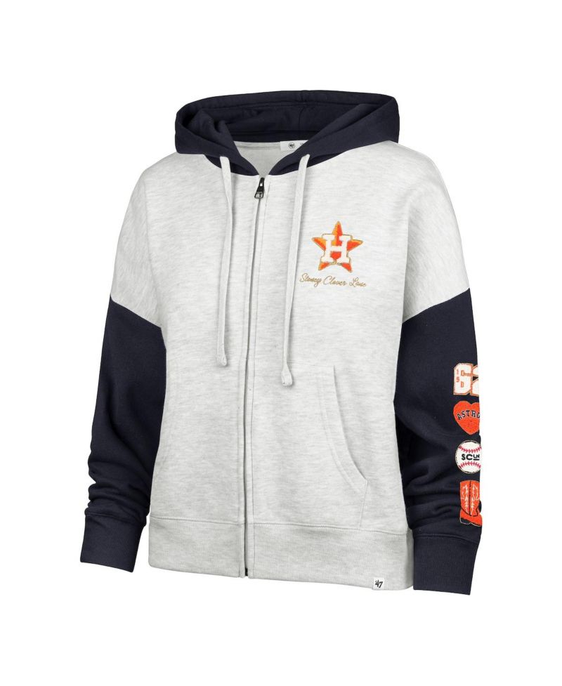 Stoney Clover Lane X '47 Women's Heather Gray/Navy Houston Astros Color Block Full-Zip Hoodie