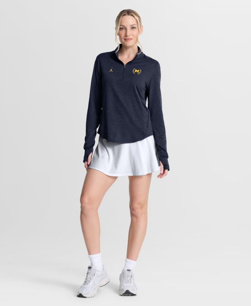 Women's Navy Michigan Wolverines Swift Dri-FIT Half-Zip Pullover