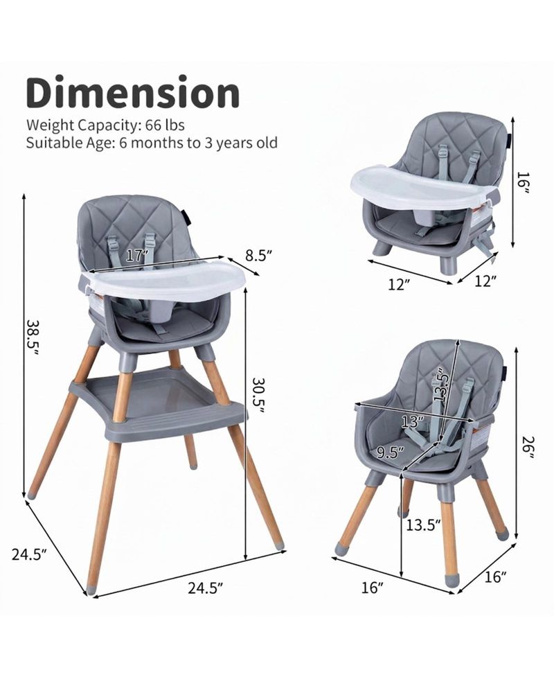 9-in-1 Convertible High Chair for Babies and Toddlers with Seat Cushion