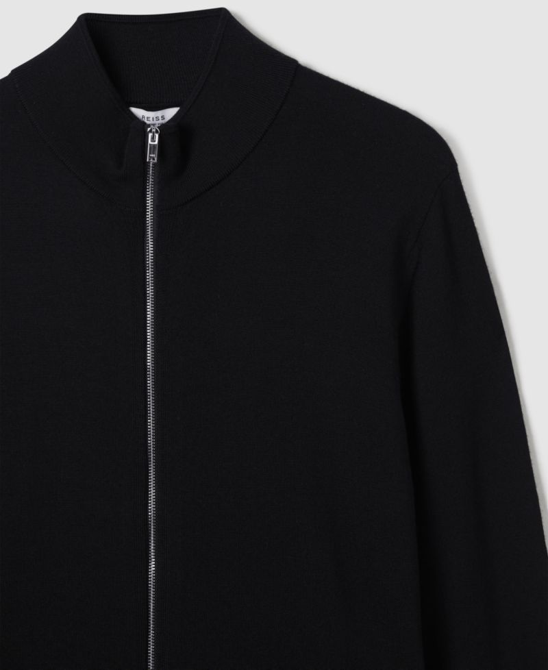 Men's Hampshire Merino Wool Funnel-Neck Cardigan