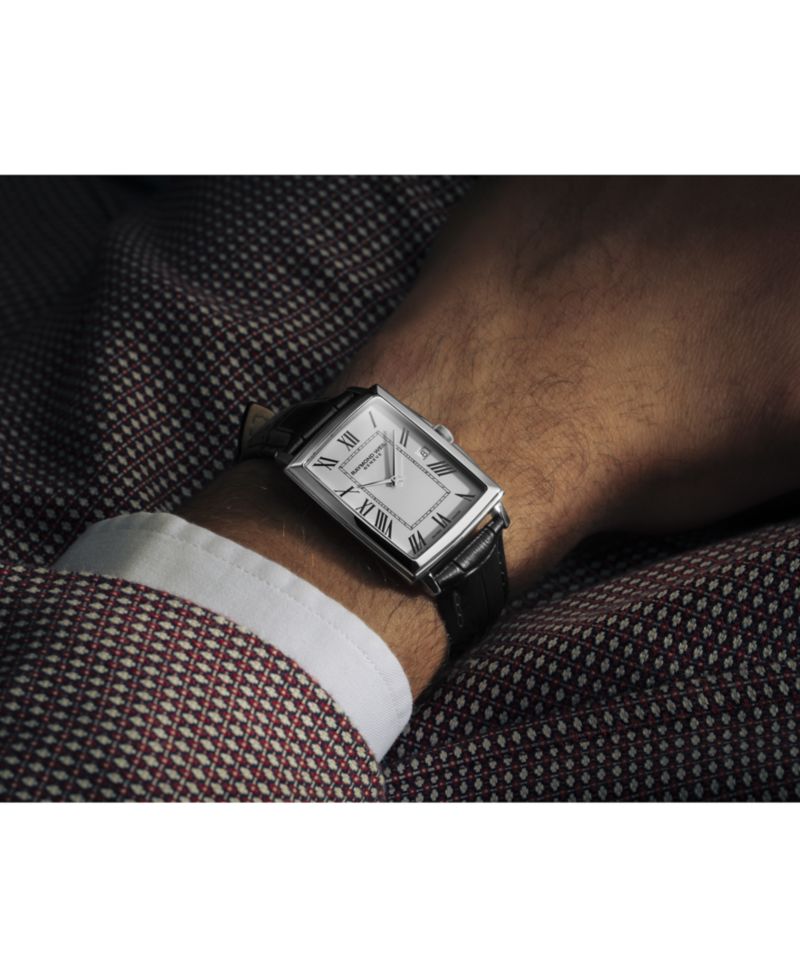 Men's Swiss Toccata Black Leather Strap Watch 29x37mm