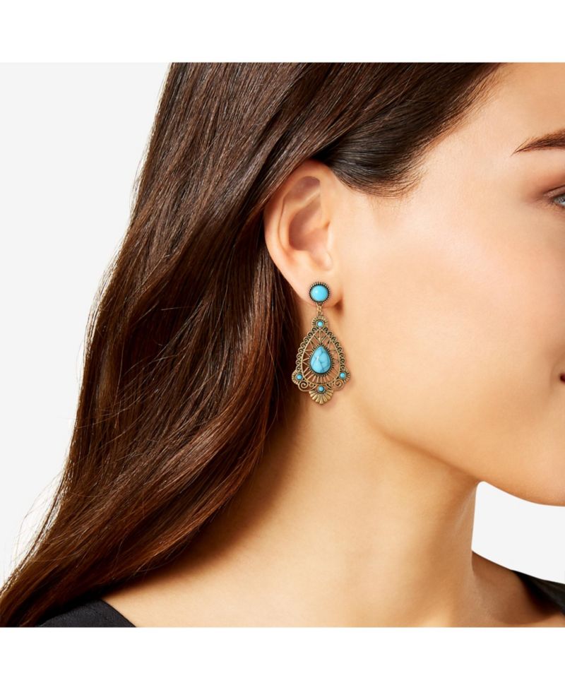 Women's Turquoise Stone Filigree Earrings