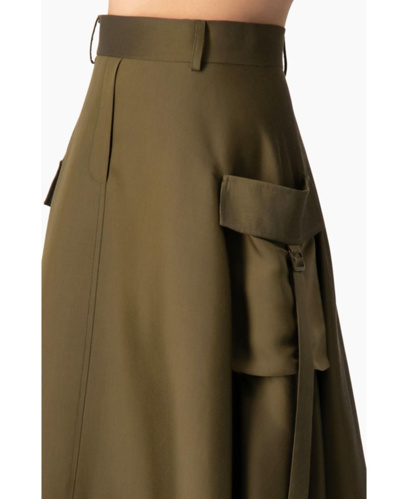 Women's High-Waisted A-Line Cargo Midi Skirt