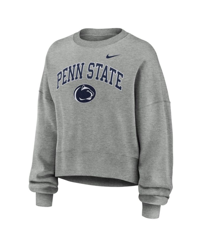 Women's Heather Gray Penn State Nittany Lions Oversized Phoenix Arch Pullover Sweatshirt